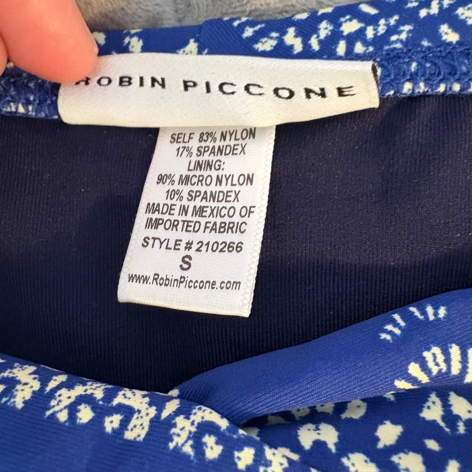 Robin Piccone Isla Bikini in cornflower blue. Floral‎ Print Tie Back Swim Top S - Image 9