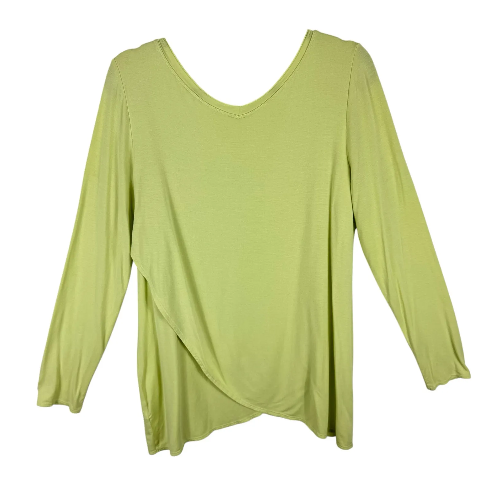 Soft Surroundings Yellow Long Sleeve V-Neck Soft Stretchy Modal Top Size M - Image 2