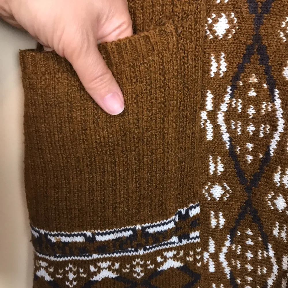 Lucky Brand Women’s Aztec Geometric Southwestern Knit Open Cardigan Sweater - Image 4