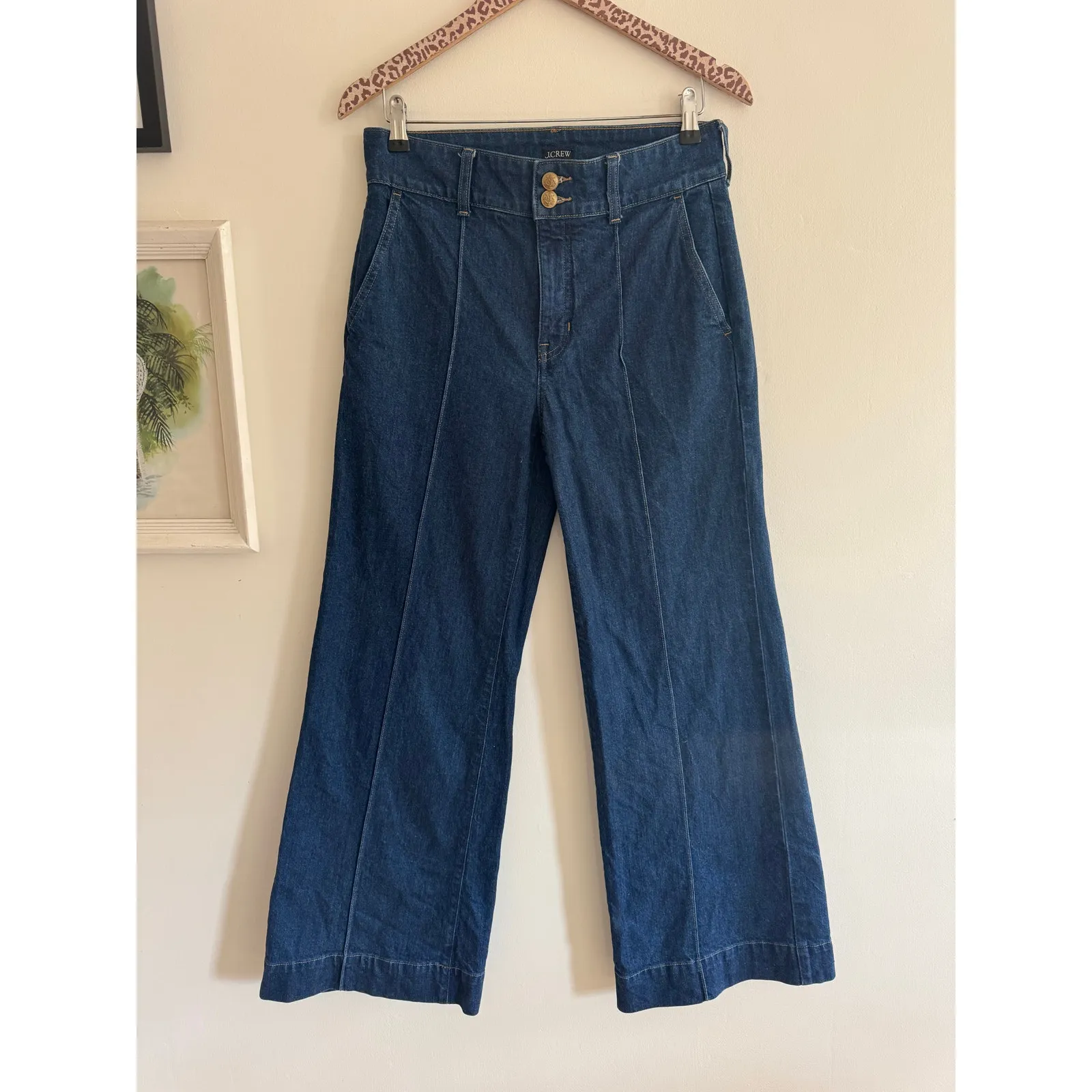 J. CREW Denim Trouser Jean with Stacked Buttons in Rinse Wash Size 27 Blue - Image 5