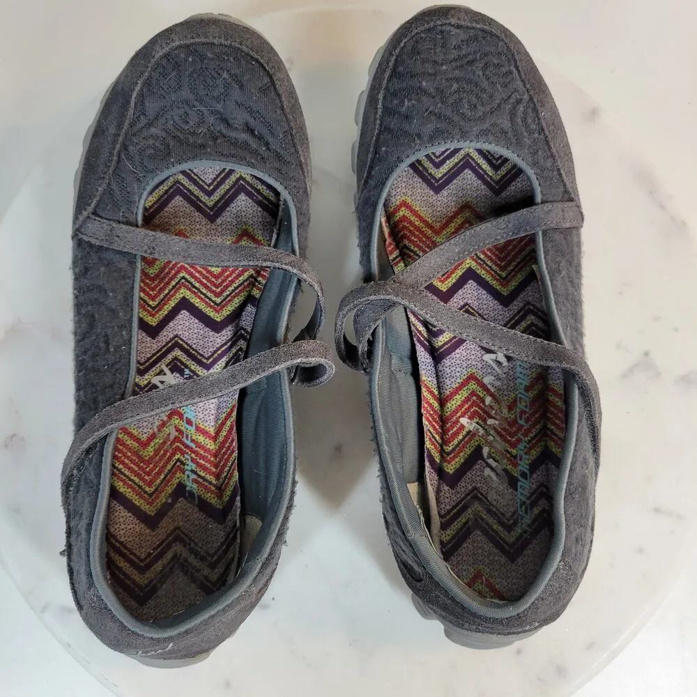 Skechers Womens Mary Jane Shoes 8 Gray Comfort Non-Slip Sneakers Memory Foam - Image 2