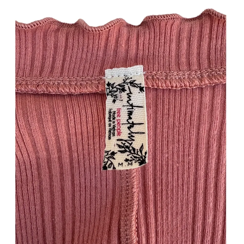 Intimately Free People Fall For You Pink Ruffle Stretch Long Sleeve Shirt Medium - Image 5