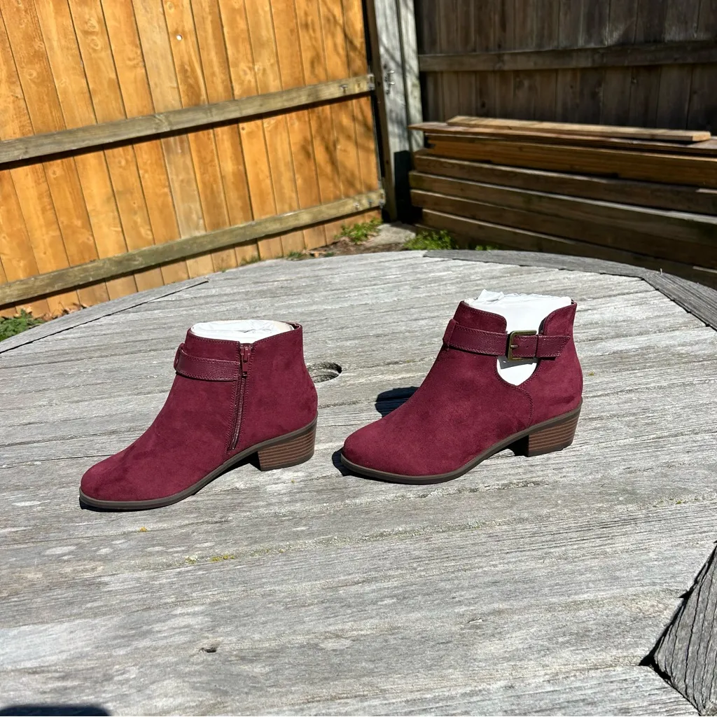 Market & Spruce Burgundy Faux Suede Odeya Bootie‎ Inner Ankle Zipper size 6 wide - Image 4