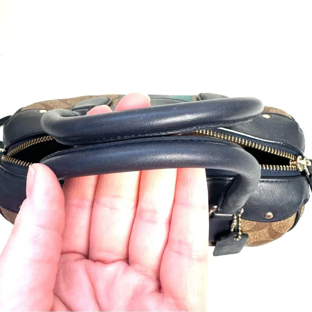 Coach Blue Varsity Stripe Mini Bennet Satchel Bag Purse Crossbody - Image 10