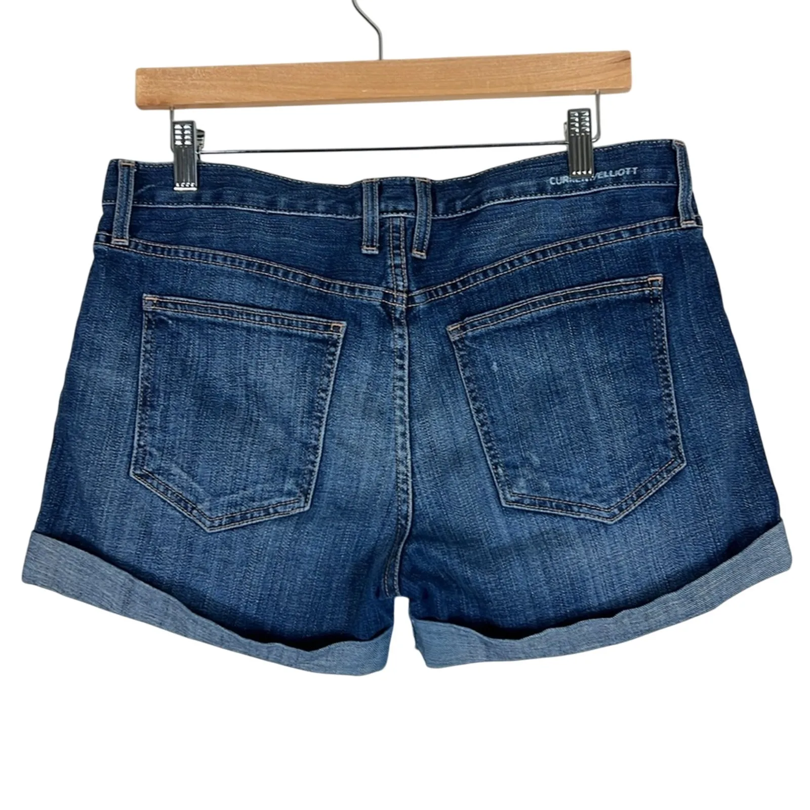 Current/Elliot The Rolled Shorts Womens 27 Dark Wash Mid Rise Stretch Casual - Image 4