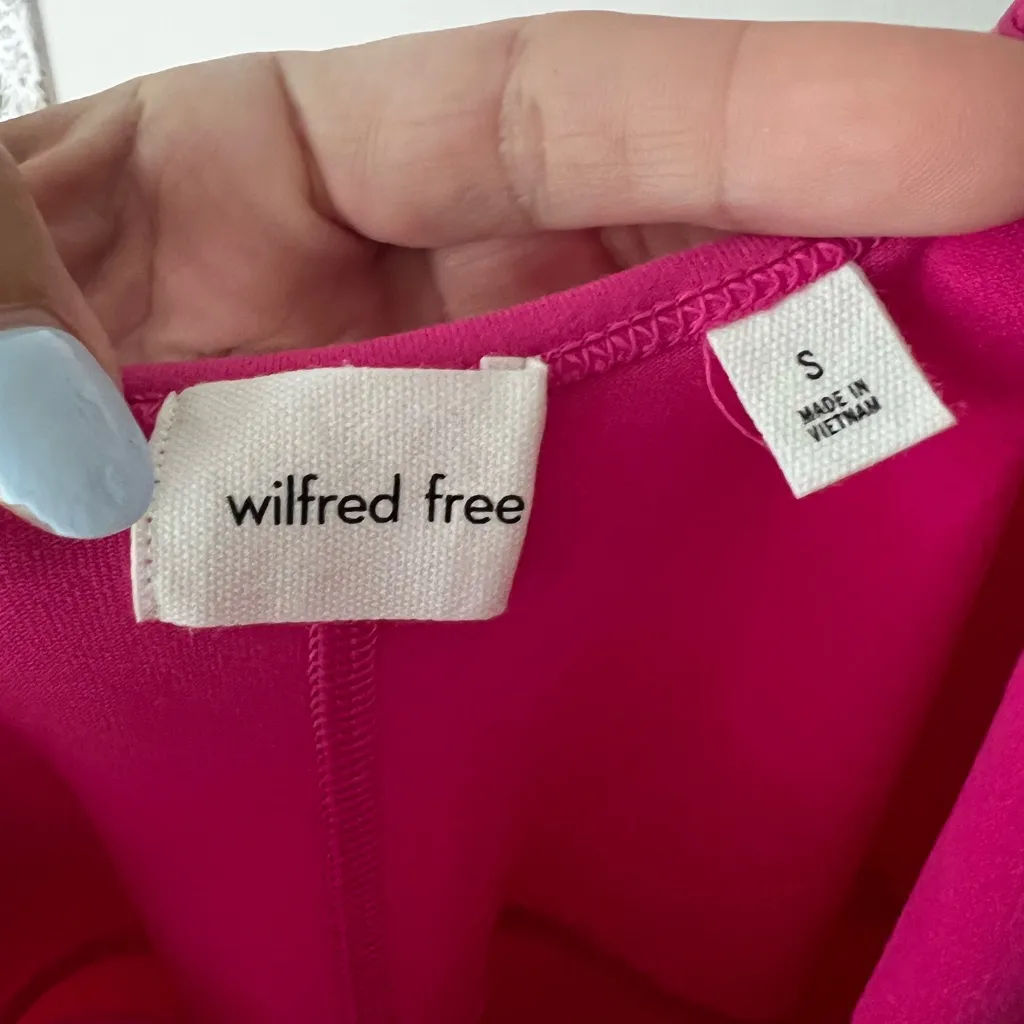 Aritzia WILFRED FREE Vital Pink Divinity Kick Flare‎ Jumpsuit Women's SIZE SMALL - Image 5