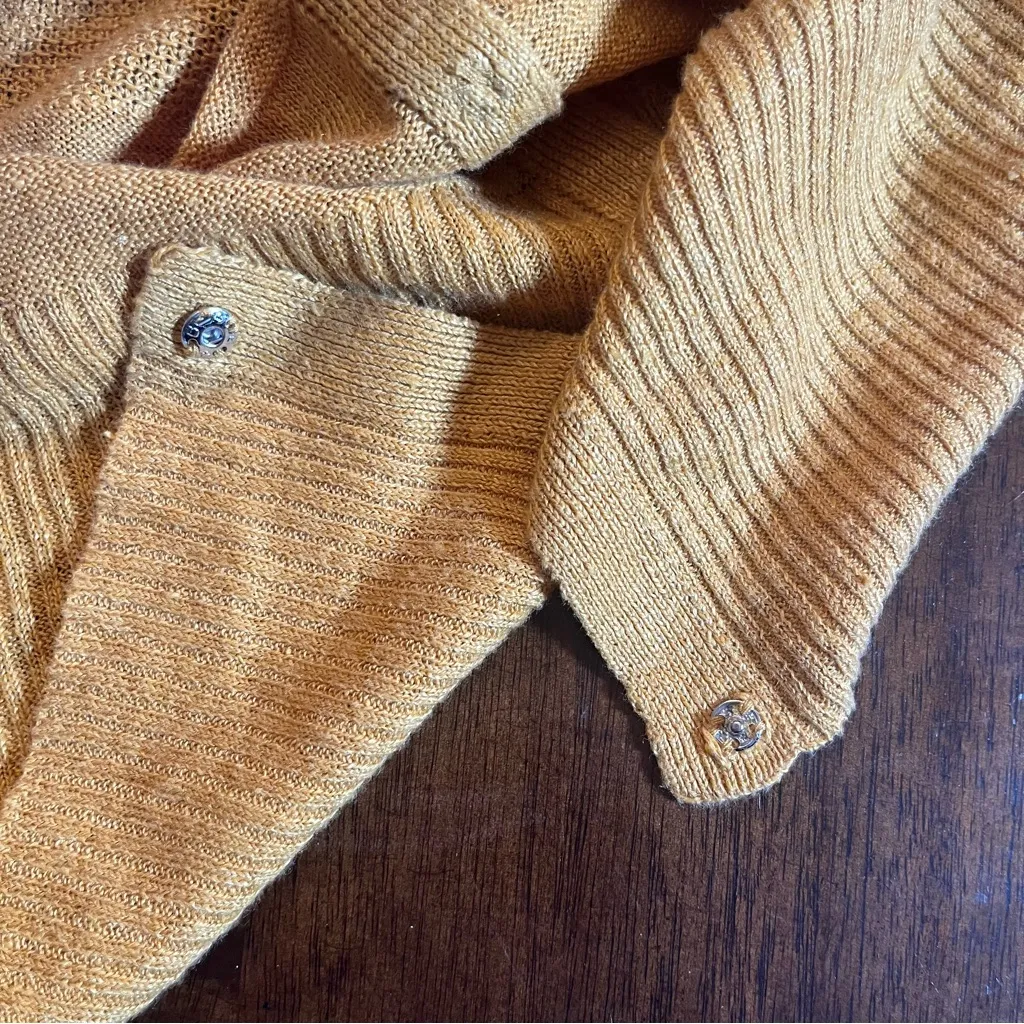 Cotelac Women’s 100% Linen Mustard Yellow Lightweight Cardigan Sweater Size 1/M Size M - Image 11