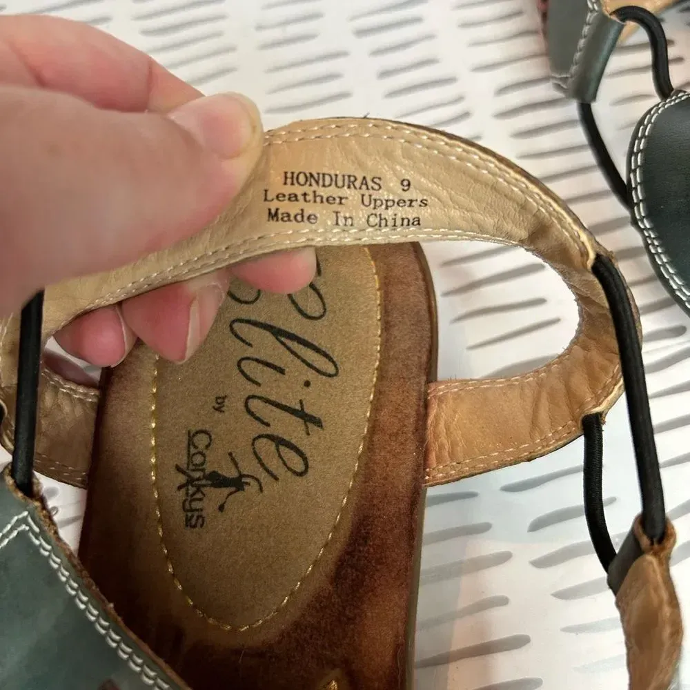 Elite‎ by Corkys Honduras Style Leather Sandals Chevron Design size 9 Red - Image 7