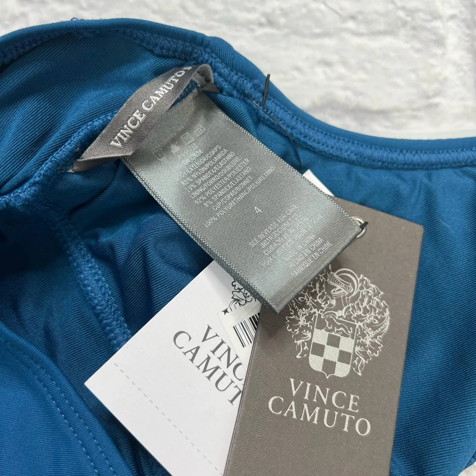 Vince Camuto Knot Front Halter One Piece Swimsuit Size 4 Azure Blue New - Image 5