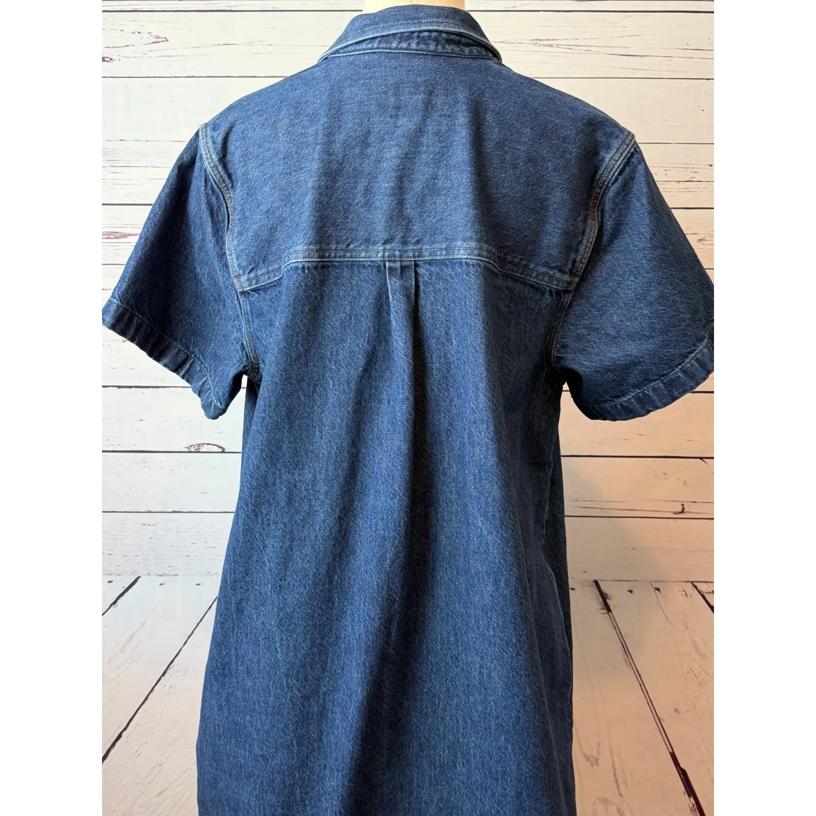 GAP Denim Dress Jean size XLT XL Tall Extra large Popover A Line Pockets Y2K 80s - Image 13