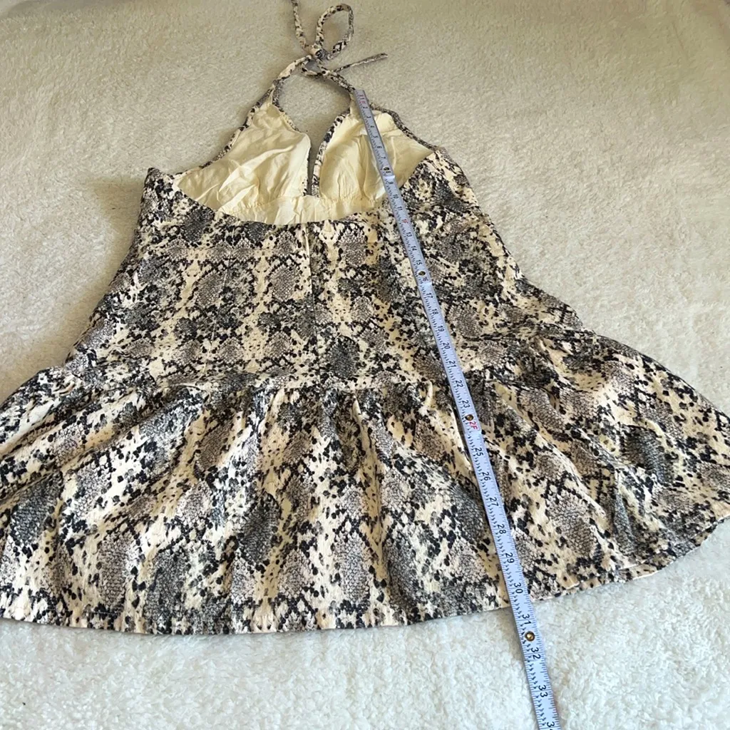 Free People Cecil Halter‎ Mini Dress Snakeskin Print Size Large - Image 6