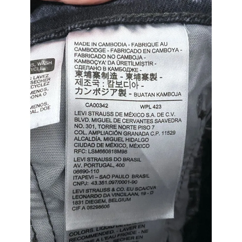 Levis 501 Black Jeans Straight Leg Button Fly Raw Hem Womens 29 x 36 Stretch - Image 8