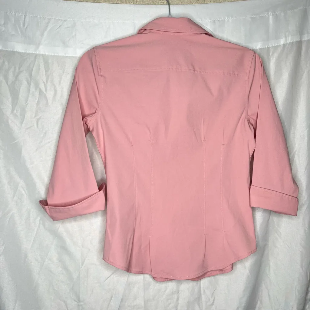 Express Pink Puff Sleeve Button Down Shirt - Image 3
