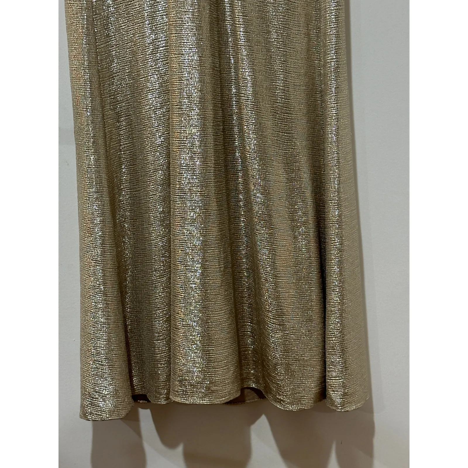 Lauren Ralph Lauren Foil Print Jersey Cape Gown Gold Size 8 NWT - Image 12