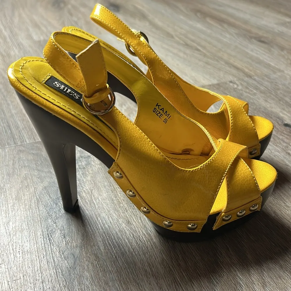 Yellow Slingback Heels by Shes Collection Size 5.5 - Image 8