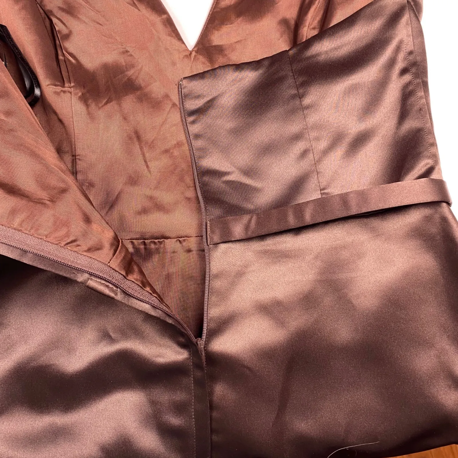 Jessica McClintock Brown Halter Dress Party Cocktail Bridesmaid‎ Size 12 Satin - Image 6