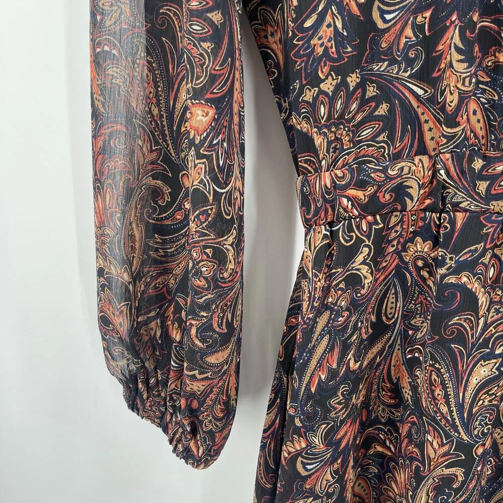 EVEREVE Dress Extra Small Eliza Paisley Midi Long Sleeve Business Work Office - Image 12