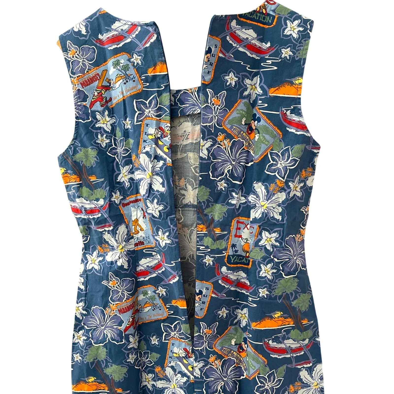 Vintage Disney Shop Mickey & Friends‎ Tropical Hula Hawaii Postcard Dress Medium - Image 6