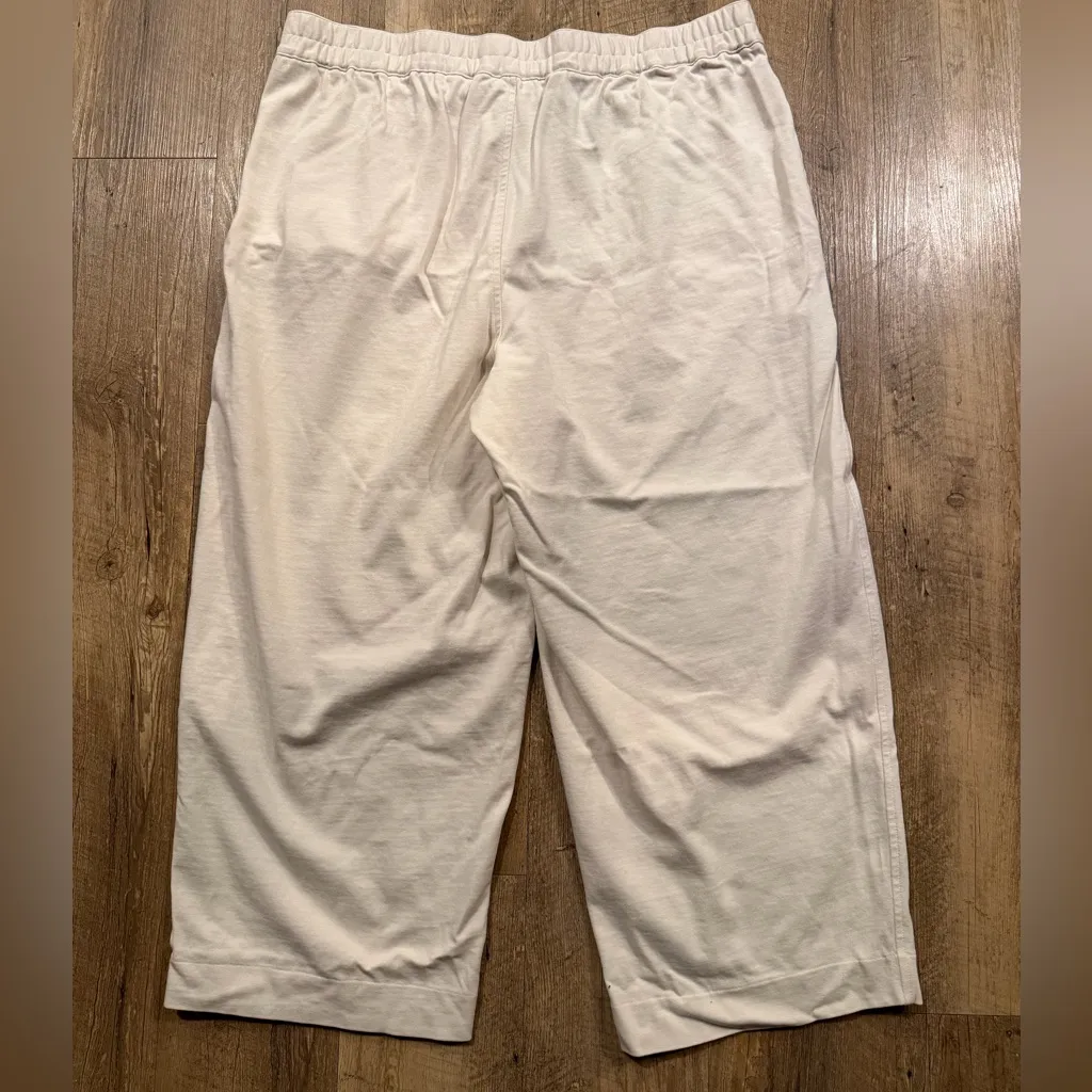 Vince Cropped Elastic Waist Cream Relaxed-Fit Trousers Pants XL Cotton - Image 9