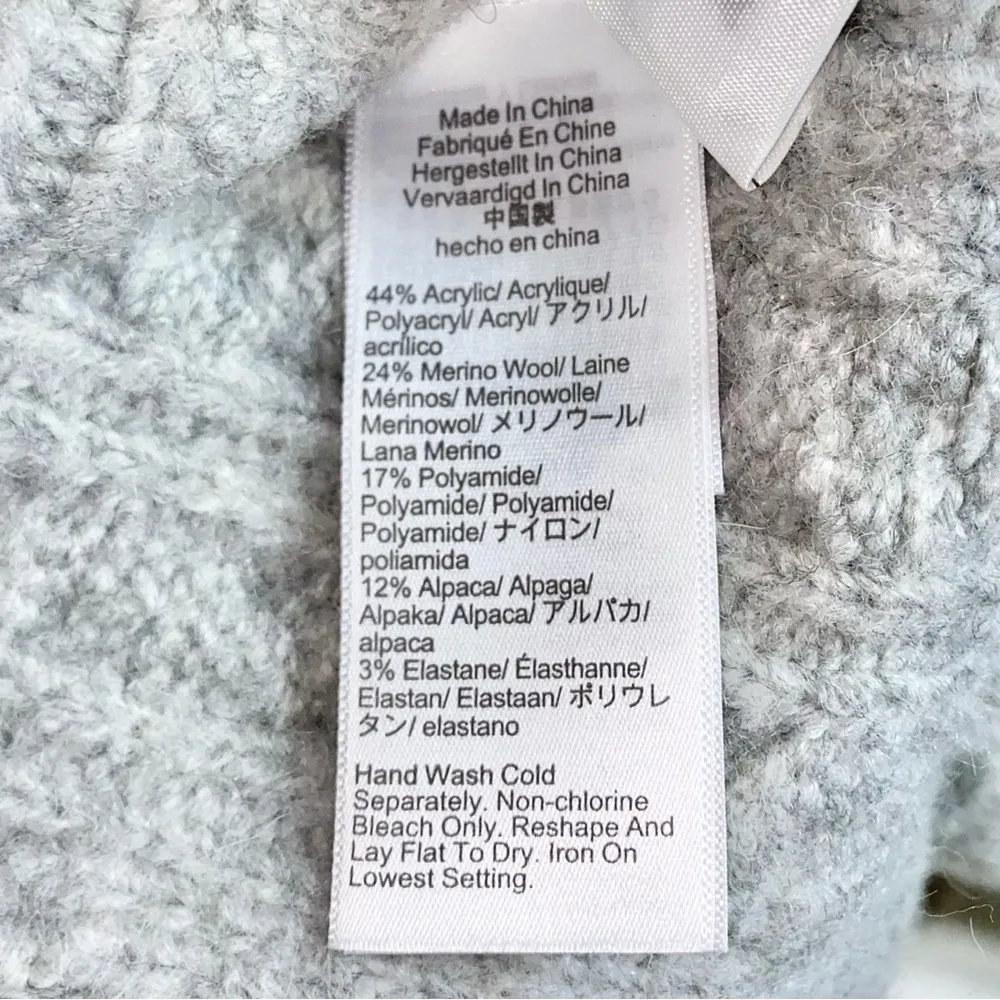 J. Crew Cable-Knit Turtle Rollneck Grey Merino Wool Blend Knit Pullover Sweater - Image 6