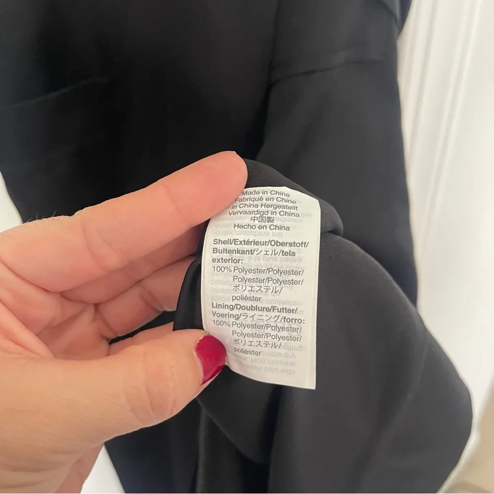 NWT J.Crew Black Satin Crepe Holiday Wrap Dress Short Sleeve V Neck - Image 4