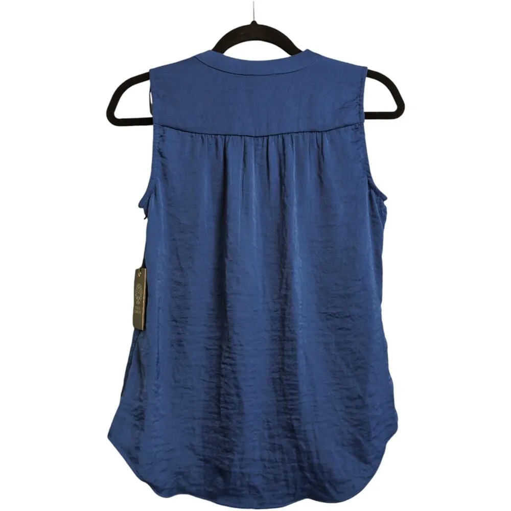 NWT Vince Camuto Sapphire Blue Cobalt V Neck Sleeveless Polyester Blouse Size XL - Image 2