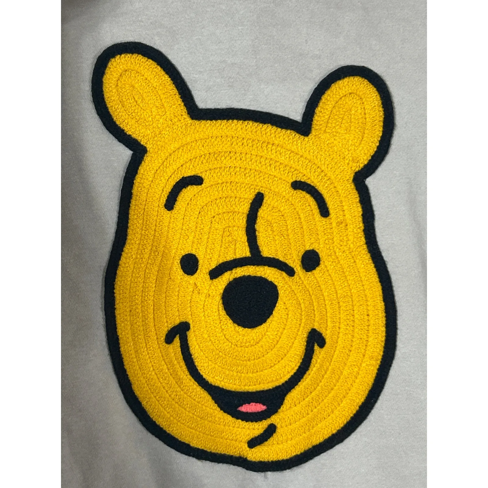 Disney Winnie the Pooh Hoodie Large Tan Embroidered Crochet Face - Image 2