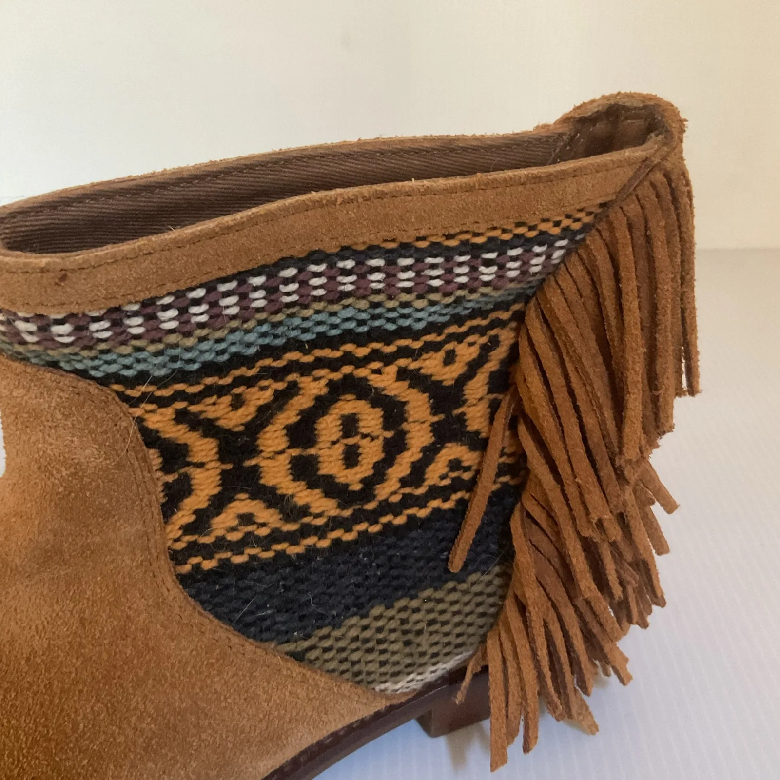 Zara Trafaluc Suede Fringe Western Boho Ankle Boots Size 36 Festival Western - Image 8