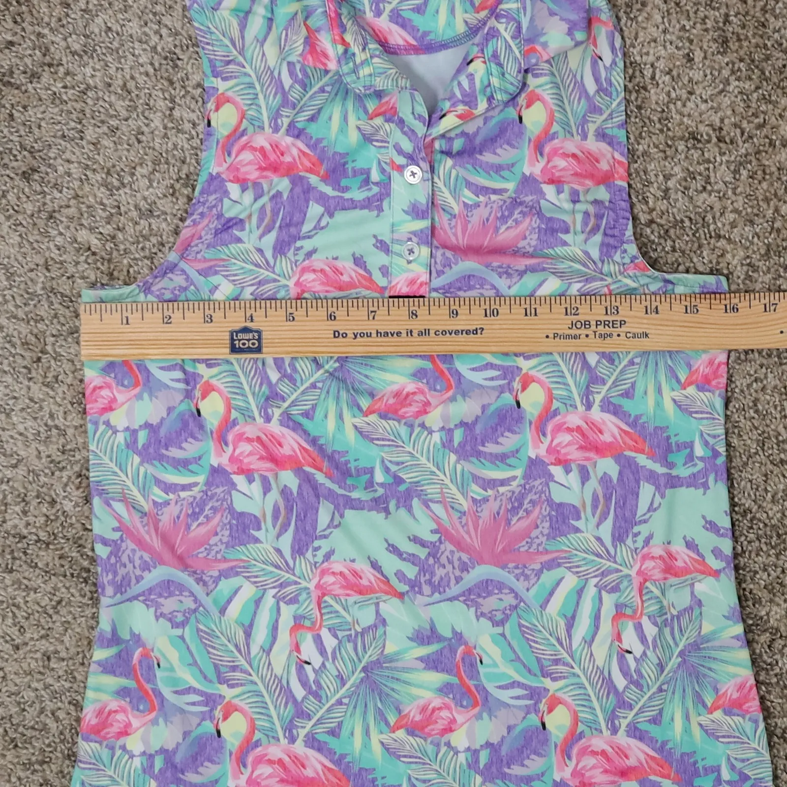 Bad Birdie Sleeveless Golf Polo Shirt Flamingo "Mingos"‎ Print Women's XS Purple - Image 10