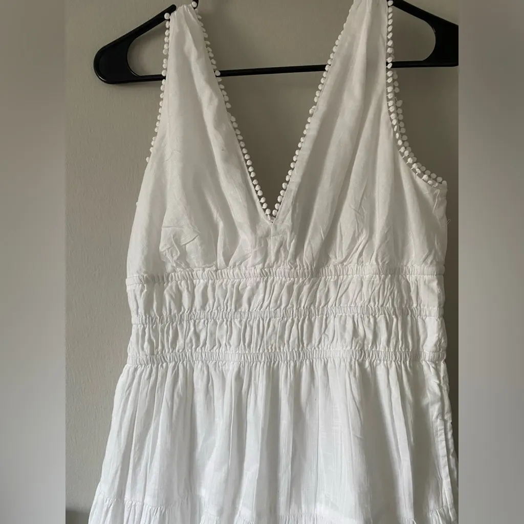 Ann Taylor White Bohemian Coastal Romantic Smocked 100% Cotton Maxi Dress size8P - Image 8
