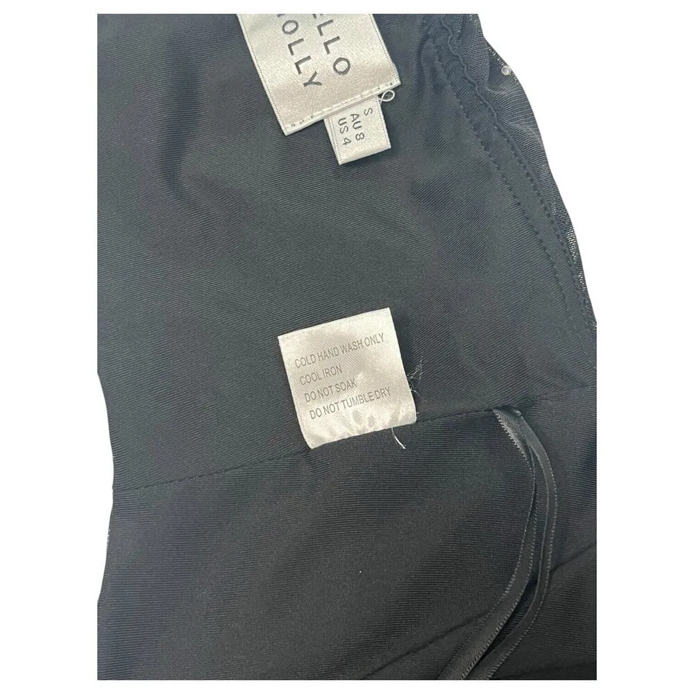 Hello Molly Top Womens S Cropped Strapless Rhinestone Sweetheart Diva Black - Image 4