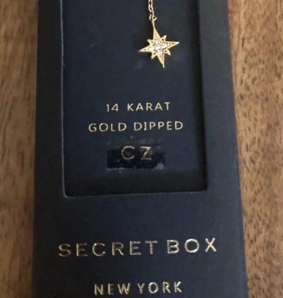 Boutique 18K Gold Dipped Moon Star CZ Lariat Necklace - Image 3