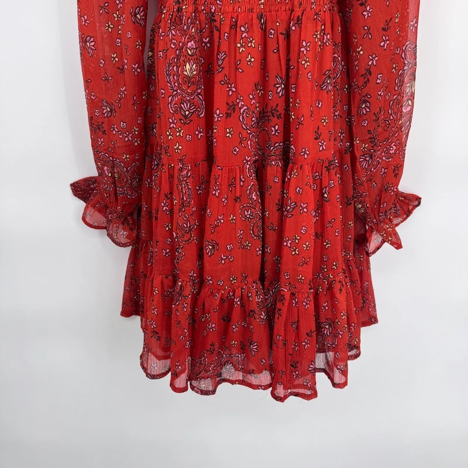 Patrons of Peace Boho Fairy Fall Dress Small Orange‎ Festival Cottage Peasant - Image 3