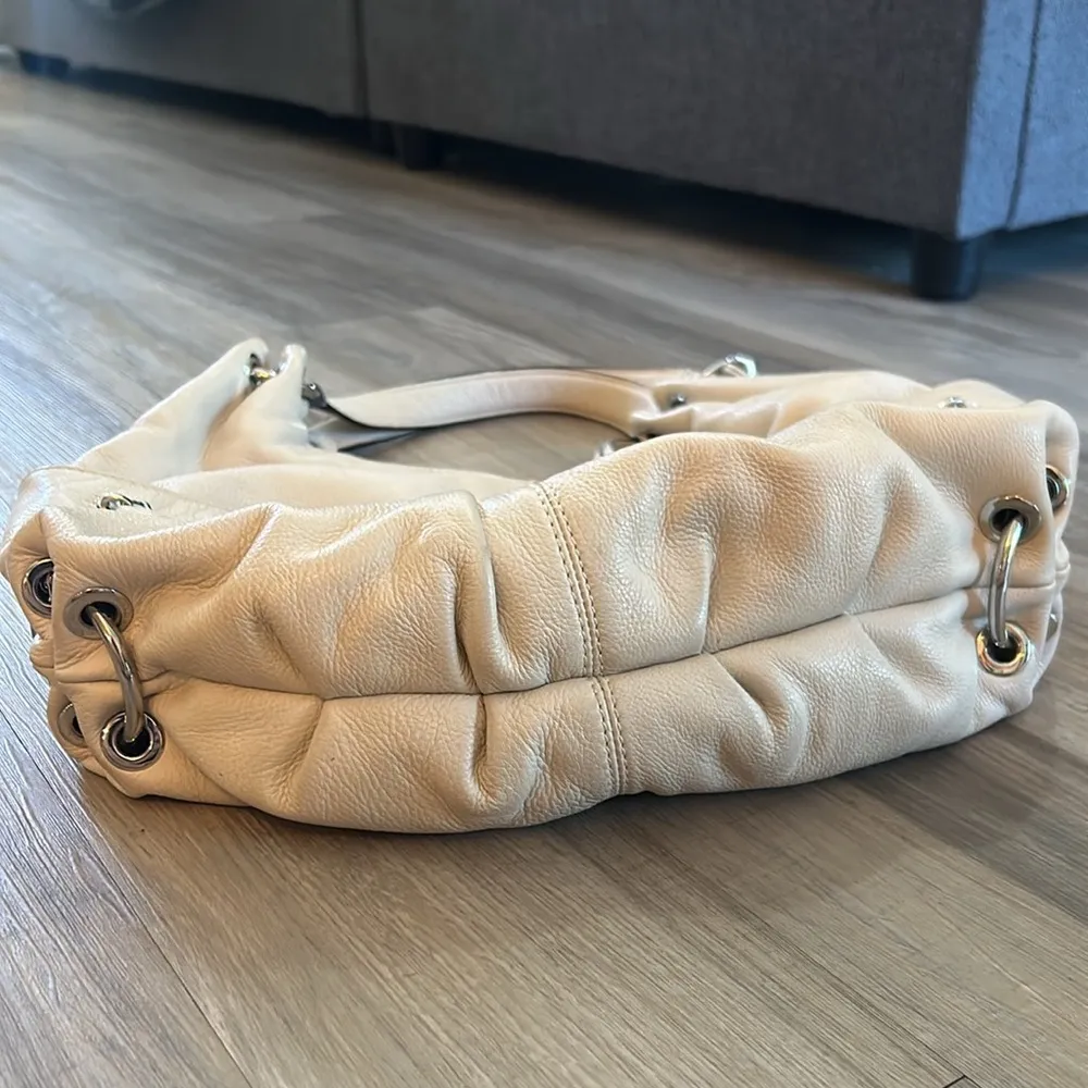 Shoulder Bag Leather Hobo Slouchy Off White Color Handbag - Image 8