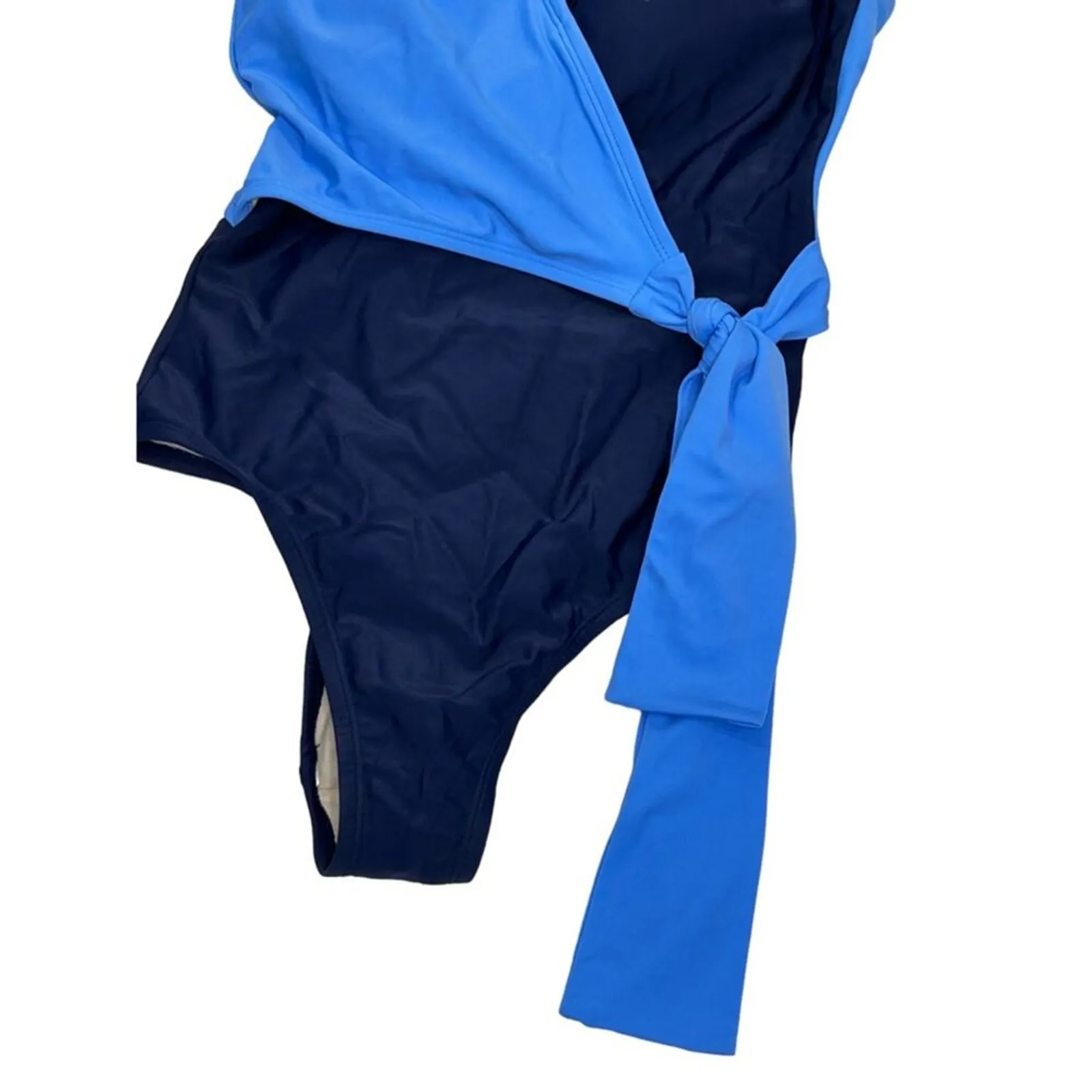 Kona Sol Colorblock Wrap One-Piece Swimsuit NWT Small Blue - Image 5