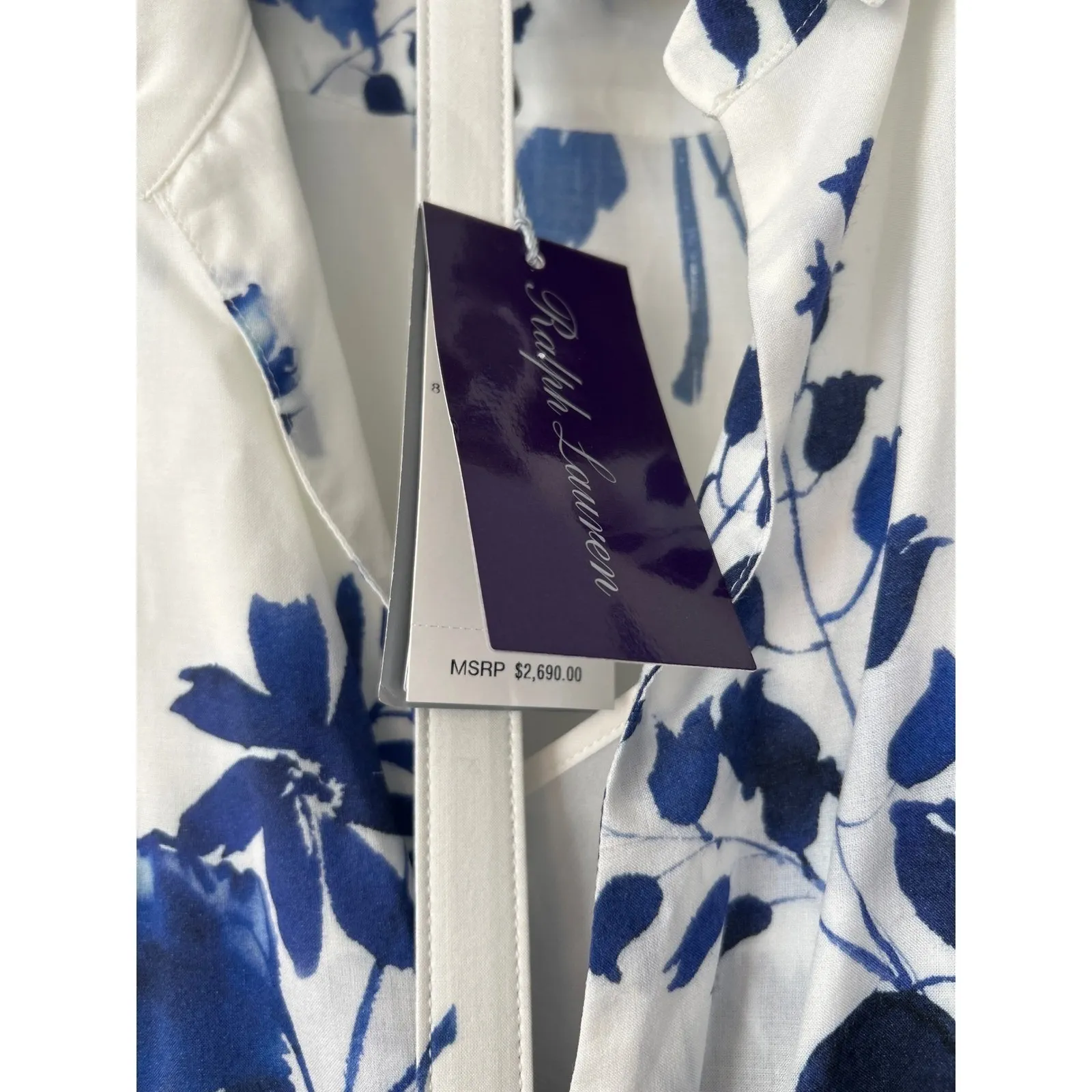 RALPH LAUREN Aniyah Belted Floral Wrap Midi-Dress Size 14 New Purple Label‎ - Image 7