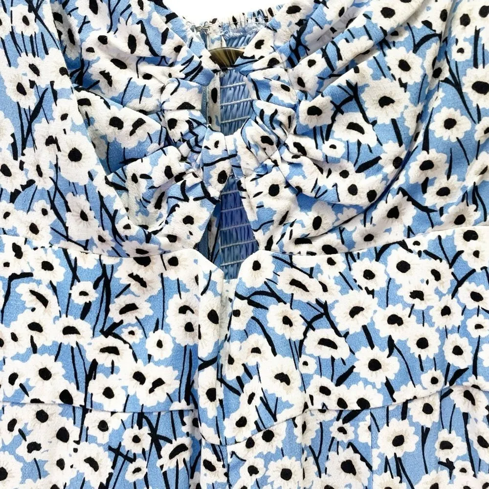 Anthropologie Hutch Blue Motif Ditsy Floral Print Wide Leg Jumpsuit Size Small - Image 5