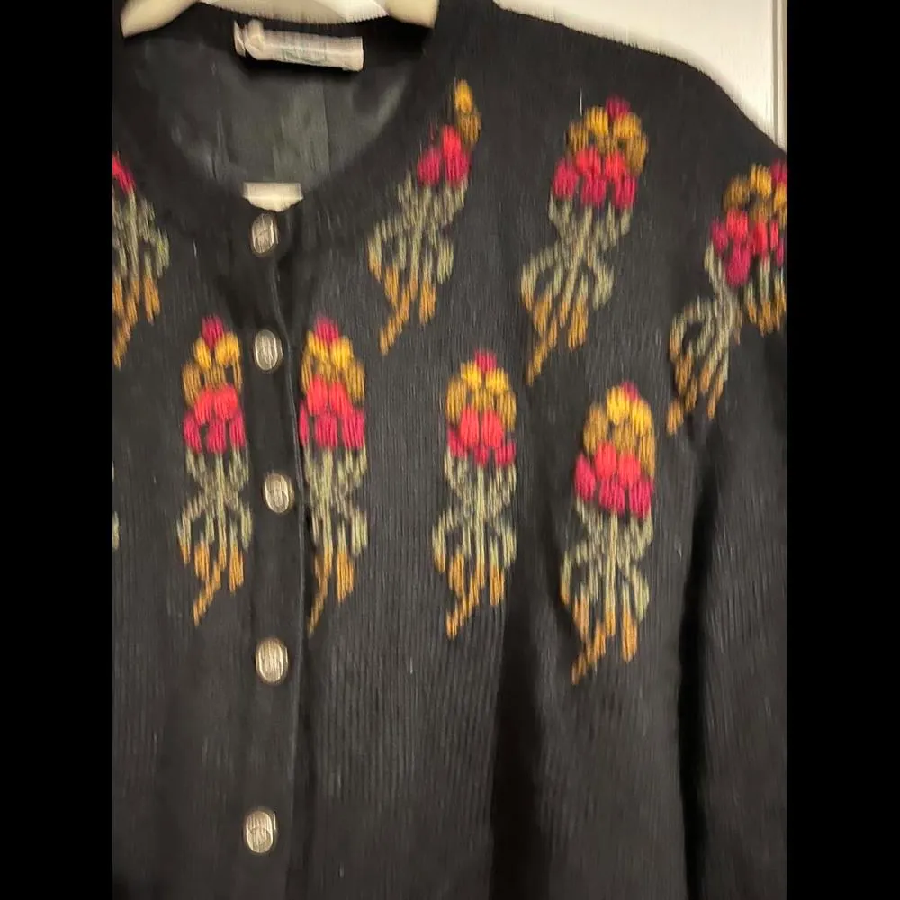 Vintage Floral Knit Cardigan by Blarney Woollen Mills of Ireland - Image 2