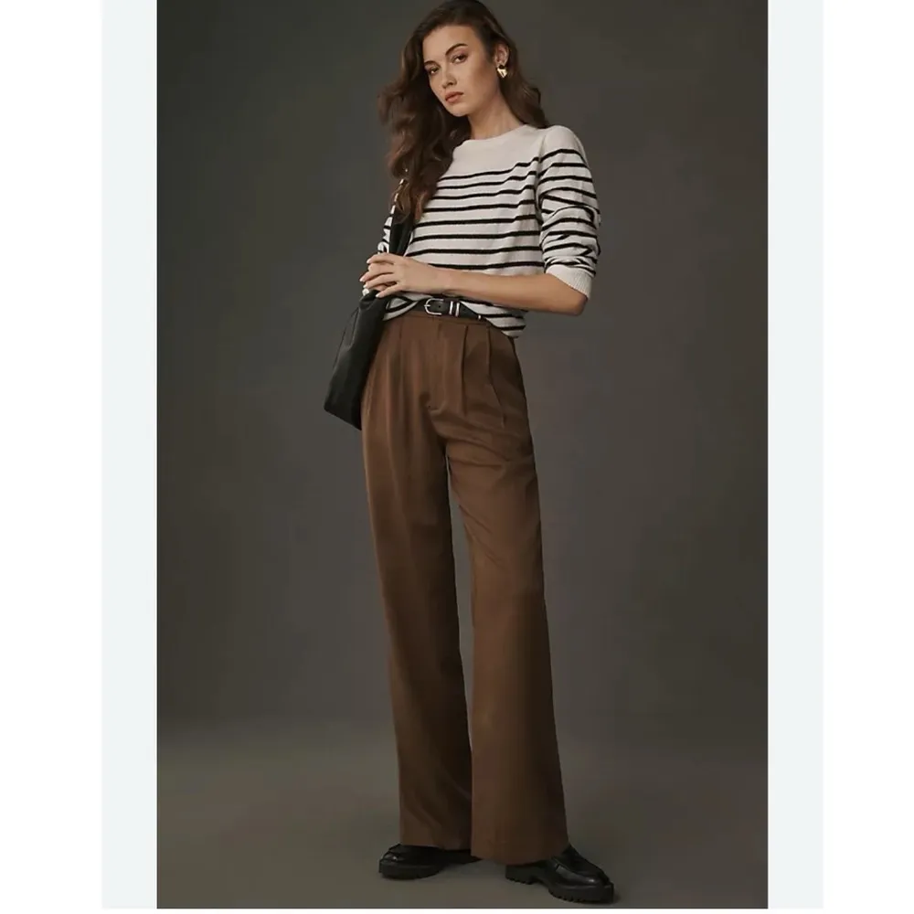 NEW Reformation Mason Wide Leg High Waist Pants Tan - Image 7