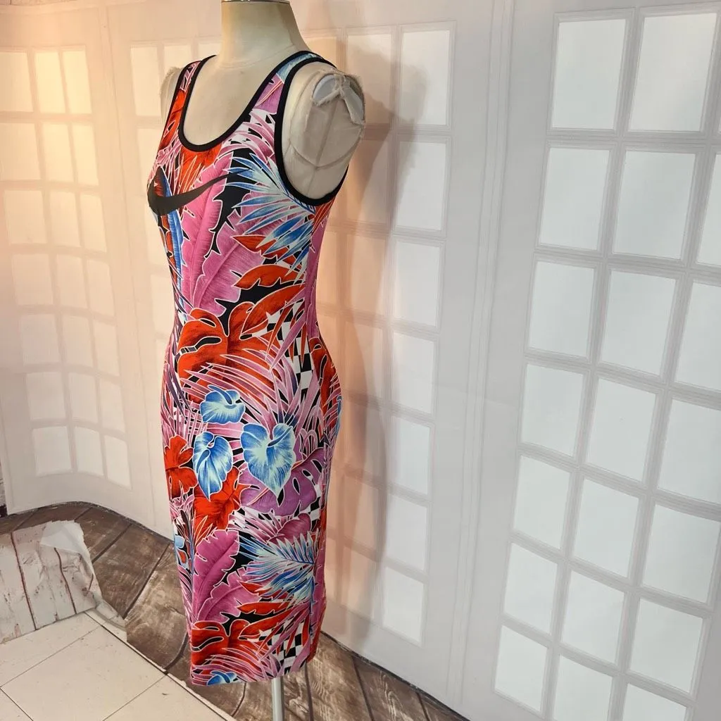 Nike hyper femme tropical print sleeveless bodycon athletic midi dress size smal - Image 7
