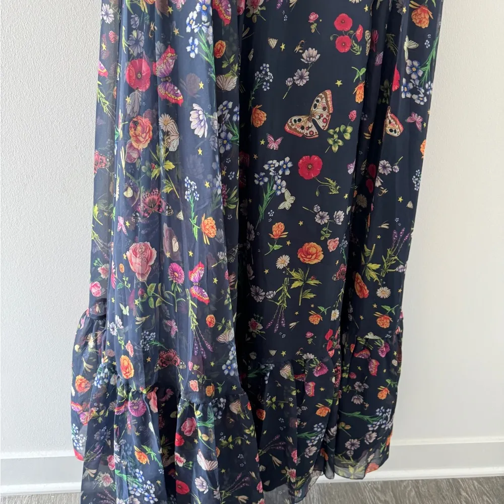 MAC DUGGAL One Shoulder Cut Out Navy Floral Gown 12 - Image 9