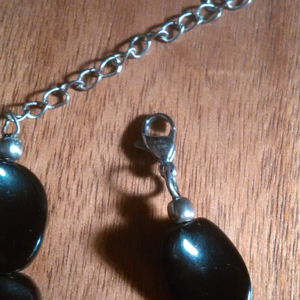 Black Agate Stainless Steel Wave Bracelet - Image 8