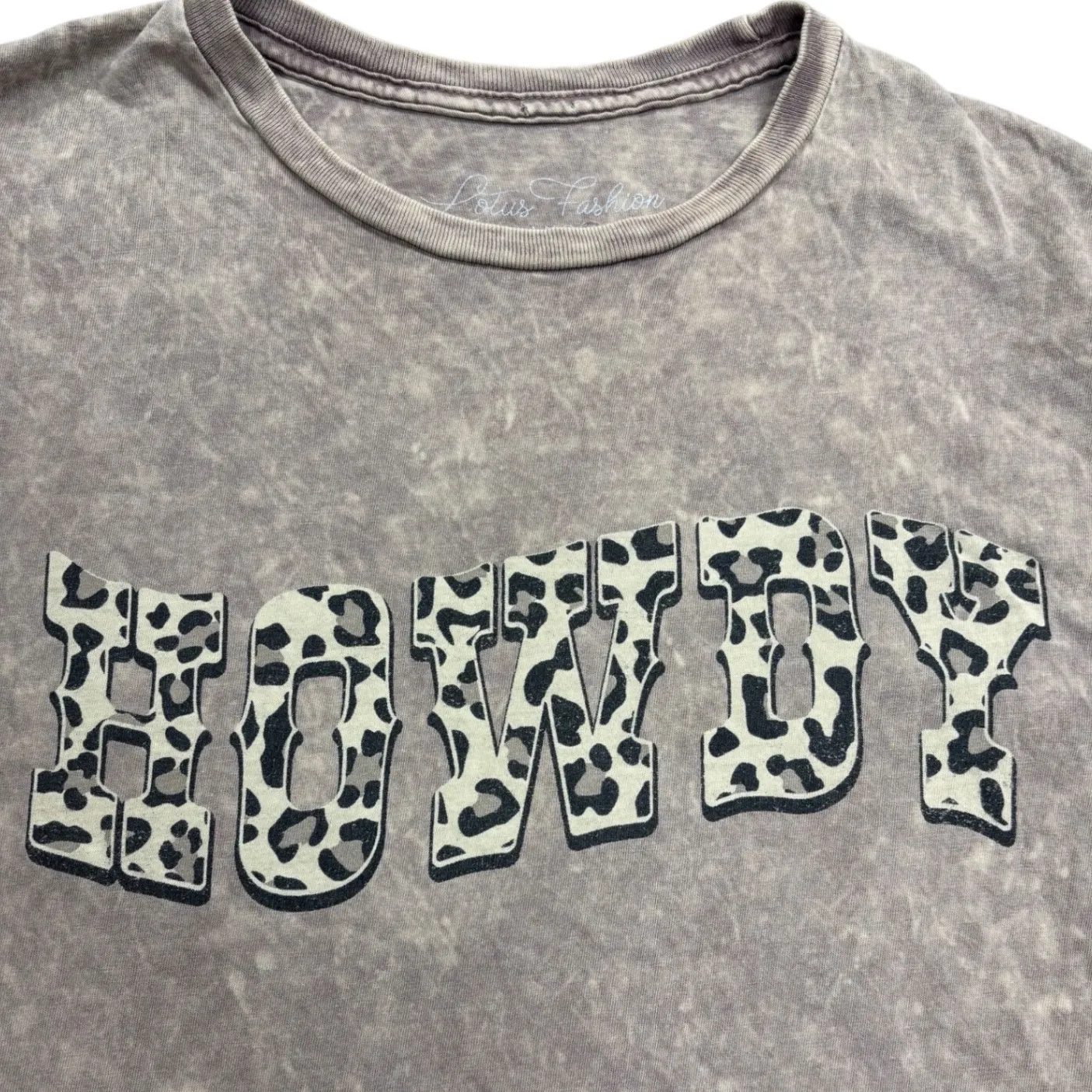 Lotus Fashion Howdy Women Medium Leopard Print Acid Wash Graphic T - Image 2