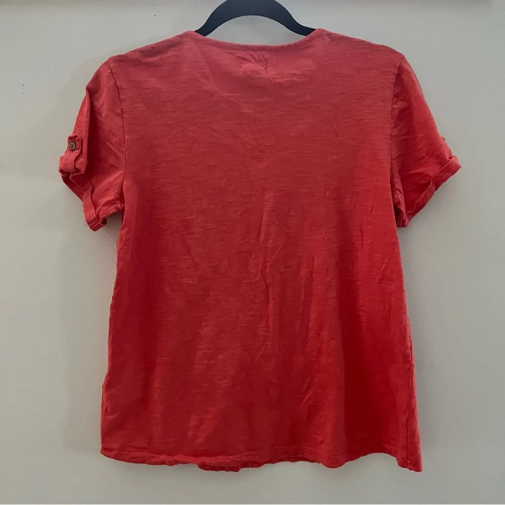 Nicole Miller Cotton Embroidered Short Sleeve Top. Size Medium - Image 8