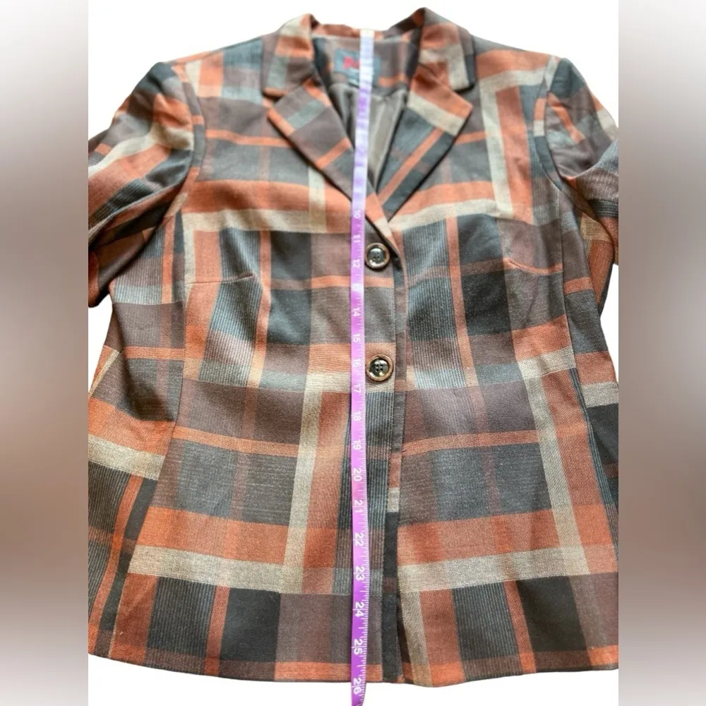 NWT JM Studio plaid Jacket‎ Sz 14 blazer only Orange - Image 4