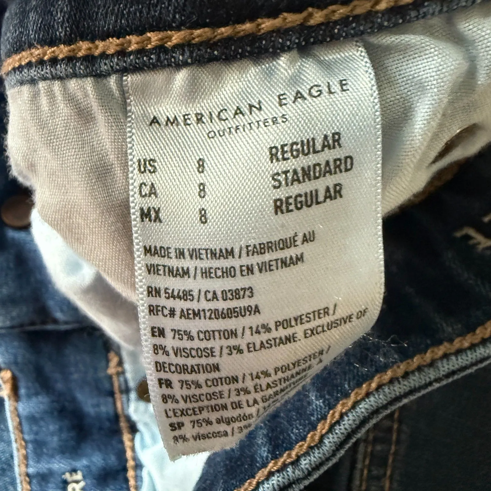 American Eagle Super Hi Rise Flare Split Hem Stretch Jeans Women's Size 8 - Image 3