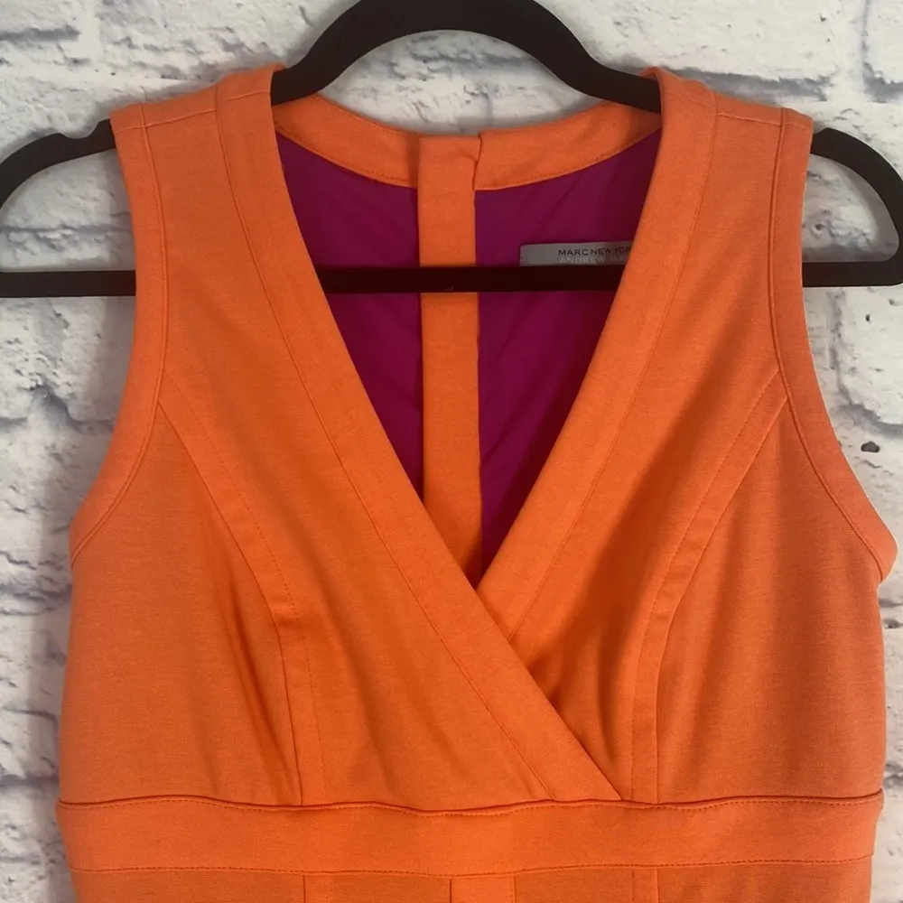 Andrew Marc neon orange banded sleeveless mini dress 4 - Image 3