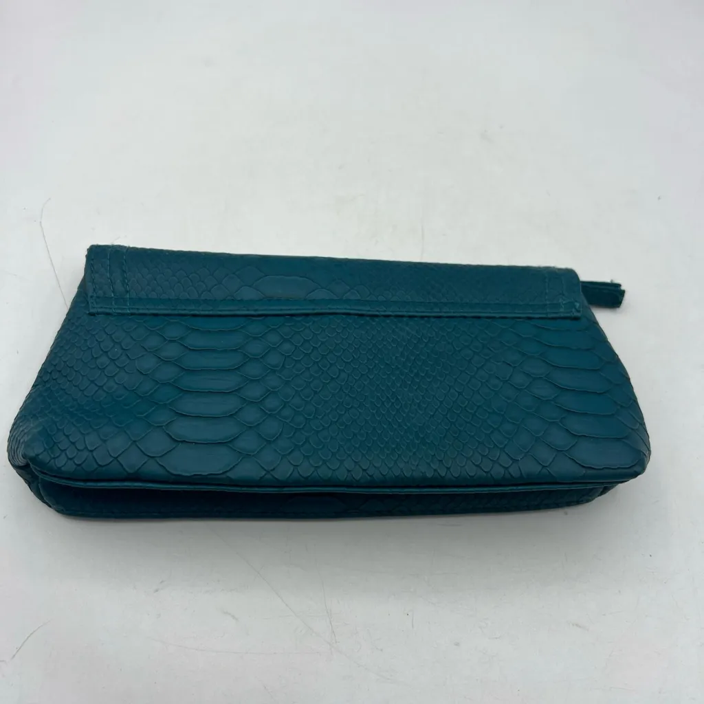 Vintage Merle Norman Cosmetic Bag Turquoise Faux Snake Skin Vegan Blue - Image 2