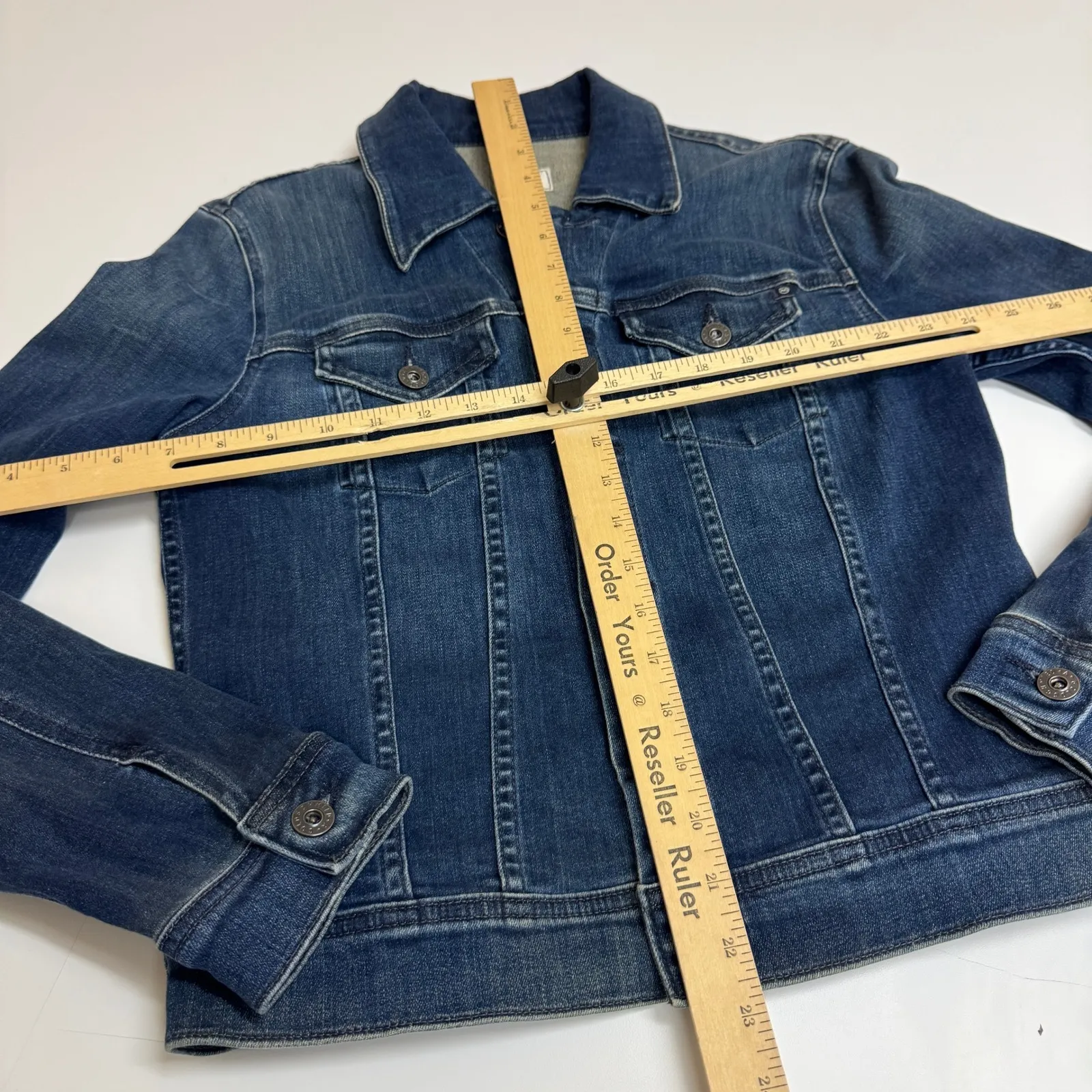 Adriano Goldschmied Jean Jacket Womens Medium Blue Robyn Denim Button Trucker - Image 8