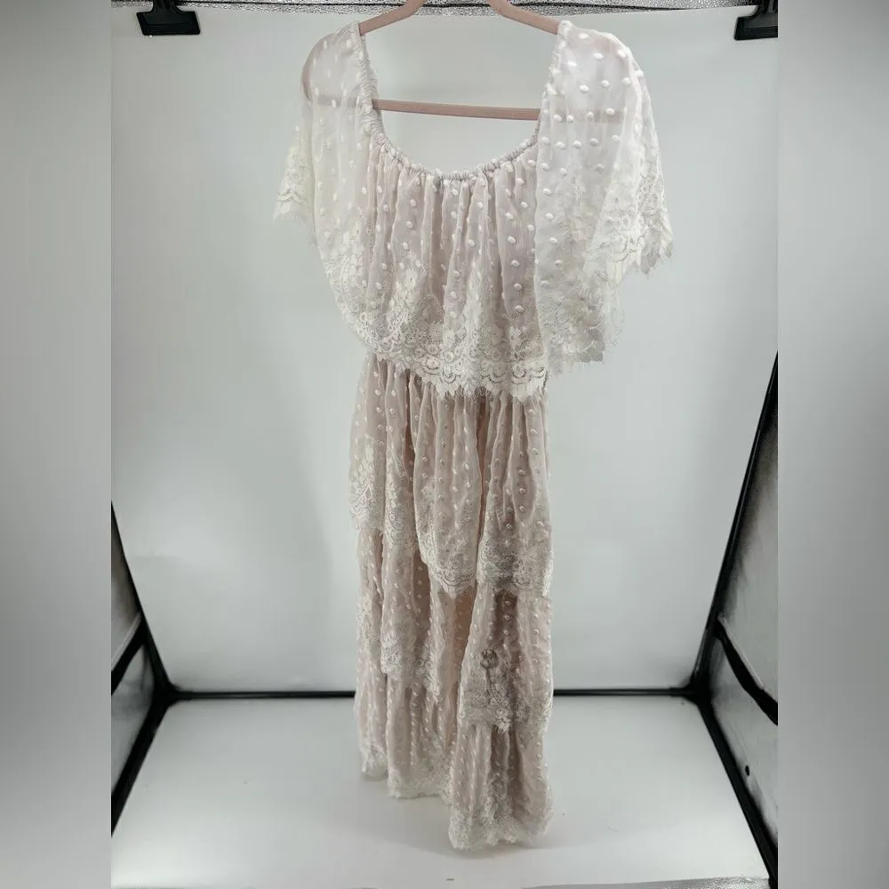 Show Me Your MuMu white Lana lace long dress size XL romantic - Image 9